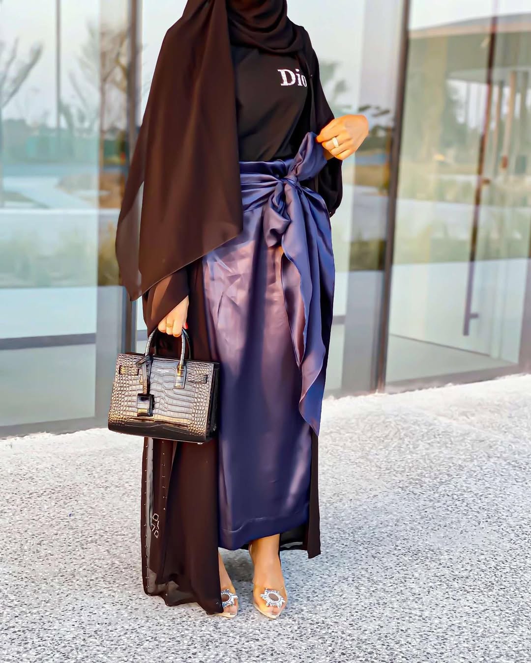 Navy silk skirt Etoffe34