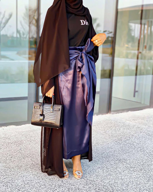 Navy silk skirt Etoffe34